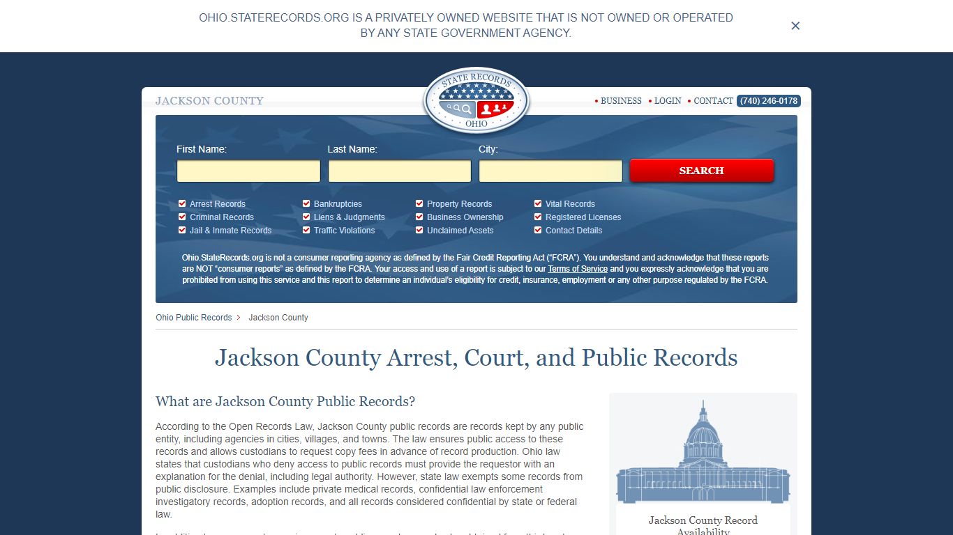 Jackson Ohio State Records | StateRecords.org